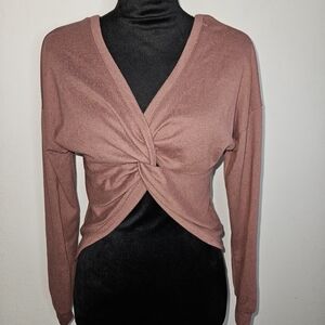 Fashion Nova Ribbed Top in Mauve Pink